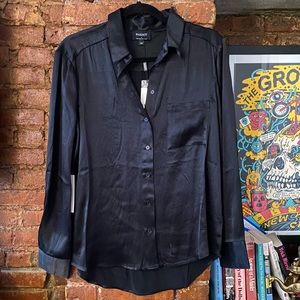 Black Silk Button Down